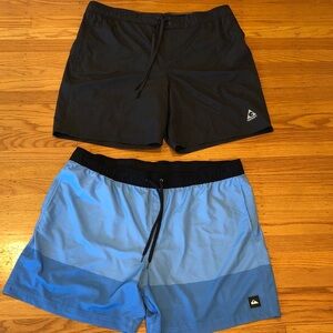 Quiksilver and Gerry Men's Gray and Light Blue Panel Swim Trunks